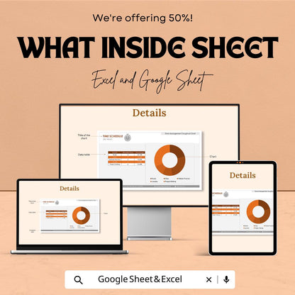 Time Management Doughnut Chart Sheet – Excel & Google Sheets Template for Efficient Task Scheduling, Time Allocation,