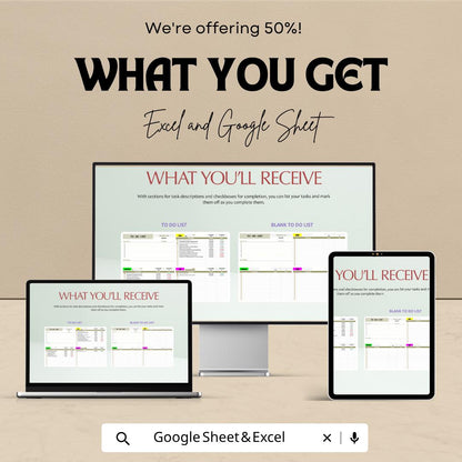 Blank To Do List Template Excel | Daily Task Planner Google Sheets | Simple Productivity Tracker | Editable Checklist | Minimal Task Manager