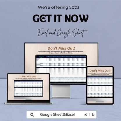 Business Plan Financial Template | Budget Planner | Financial Forecast Spreadsheet | Small Business Finance Planner
