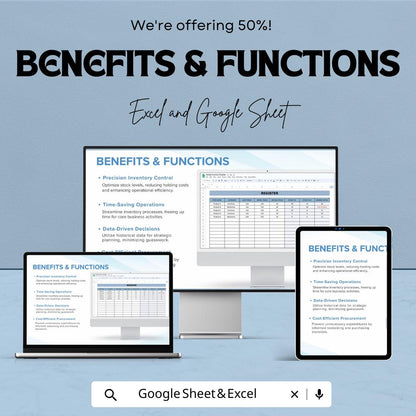Sample Inventory Template | Excel & Google Sheets | Inventory Tracker | Stock Management | Sales Dashboard | Editable Business Spreadsheet