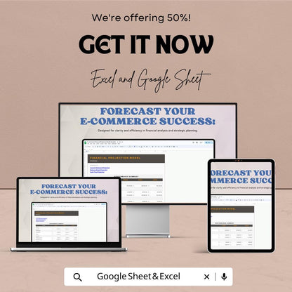 E-commerce Financial Projection Model Template | Business Forecast | Online Store Revenue Planner | Cash Flow & Profit Projection sheet