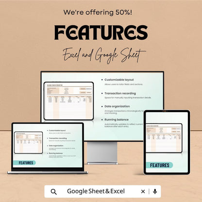 Blank Check Register Template | Checkbook Register Spreadsheet | Personal Finance Tracker Template | Excel & Google Sheets |