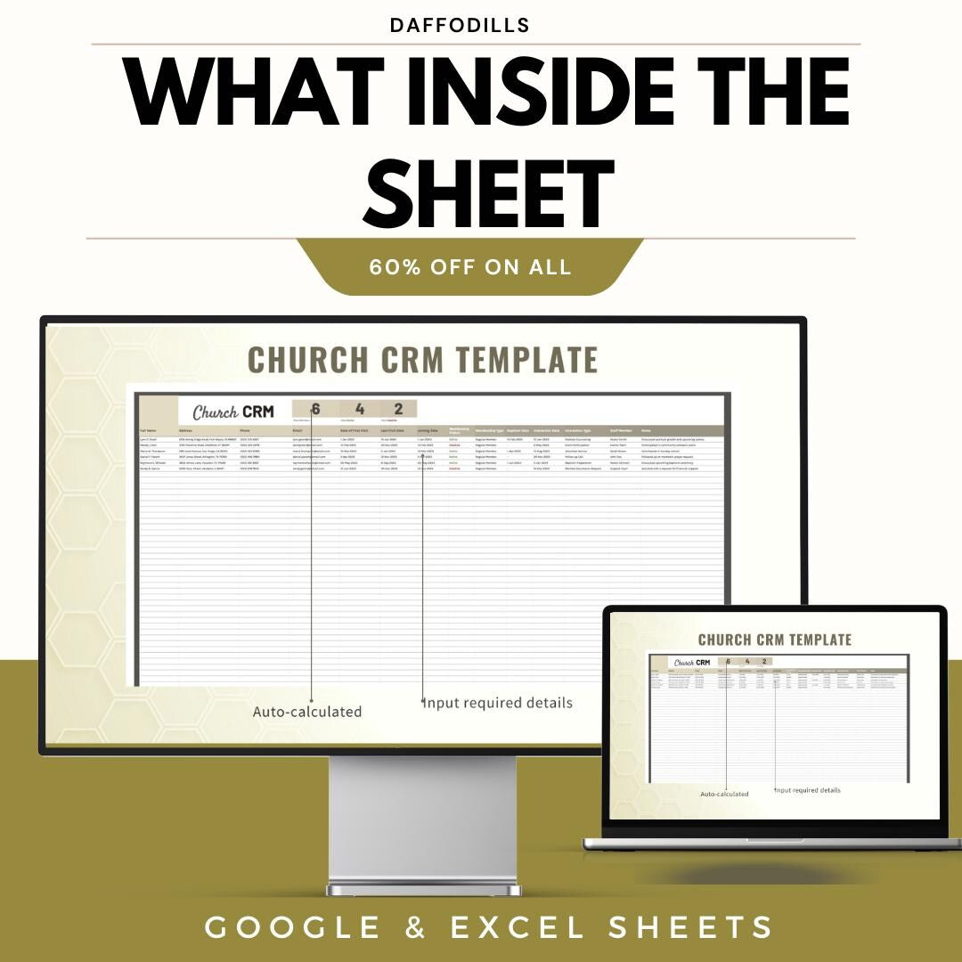 Church CRM Template, Church Member Management System, Ministry Database Tracker, Church Records Sheet, Google Sheets Excel