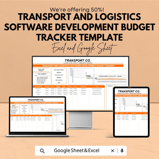 Transport & Logistics Software Development Budget Tracker | IT Project Cost Template | Excel and Google Sheets