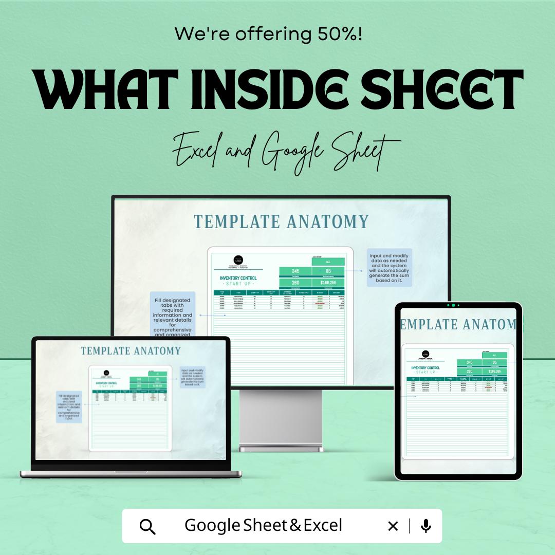 Startup Inventory Control Spreadsheet Template | Inventory Management System | Excel & Google Sheets