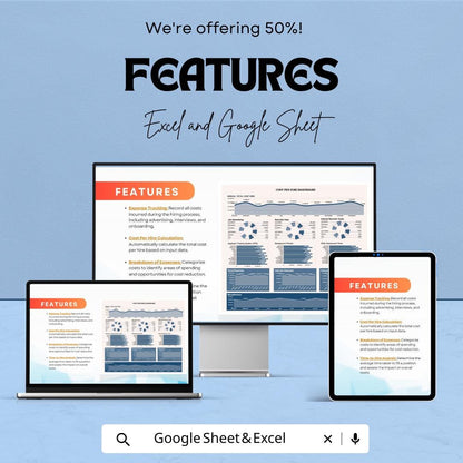 Cost Per Hire Template for Recruitment | Track Job Advertising and Hiring Costs | Google Sheets & Excel