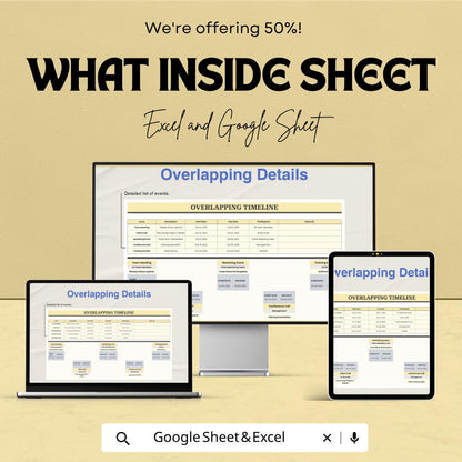 Overlapping Timeline Template | Project Timeline Spreadsheet | Gantt Chart Tracker | Excel Google Sheets | Multi Project Schedule Planner