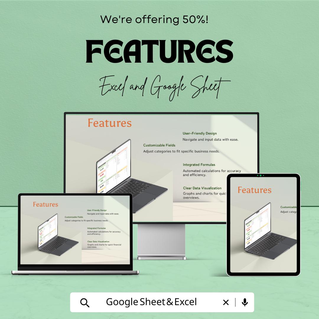 Daily Accounting Template | Excel & Google Sheets | Expense Tracker | Revenue Tracker | Cash Flow Template | Small Business Accounting