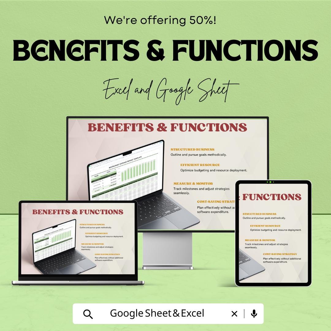 Restaurant Expense Report Template | Financial Tracking and Budget Management for Restaurants | Excel & Google Sheet Template