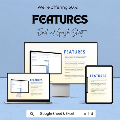 Simple Order Form Sheet | Excel & Google Sheets Template | Customizable for Small Business Orders | Instant Download