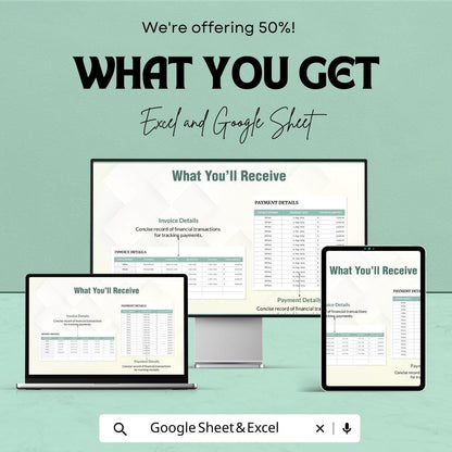 Finance Accounts Receivable Tracking Template | Invoice Tracker | Payment Tracking Spreadsheet | Business Finance Template