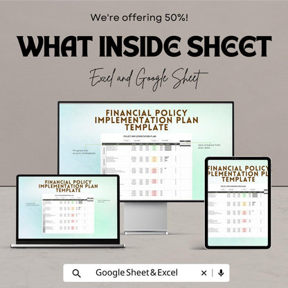 Financial Policy Implementation Plan Template | Excel & Google Sheets | Policy Action Plan, Compliance Planning, Strategy Framework