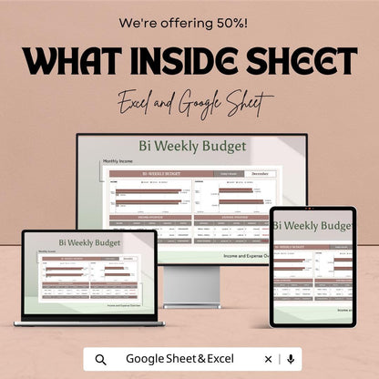 Biweekly Budget Template | Bi Weekly Budget Spreadsheet | Paycheck Budget Planner | Excel & Google Sheets | Income Expense Tracker Sheet