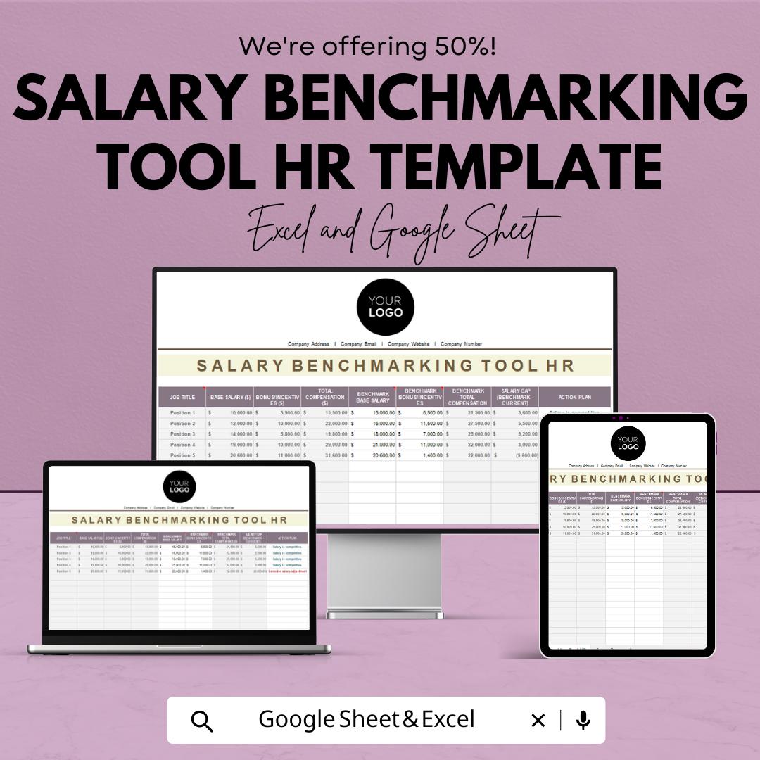 Salary Benchmarking Tool HR Template | Compensation Analysis Spreadsheet | HR Salary Comparison | Excel & Google Sheets