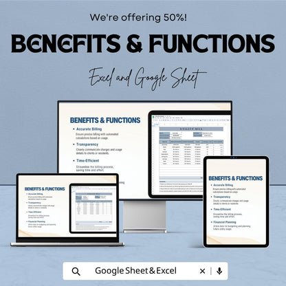 Utility Bill Template | Monthly Utility Expense Tracker | Household Bill Spreadsheet | Excel & Google Sheets | Utility Payment Management