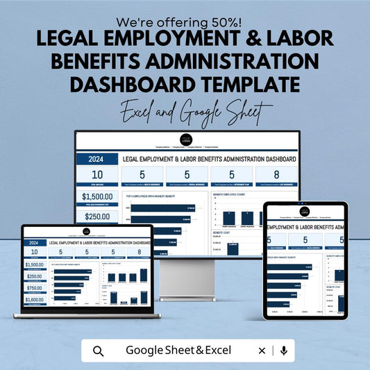 Legal Employment & Labor Benefits Administration Dashboard Template, HR Benefits Tracker, Employee Benefits Dashboard