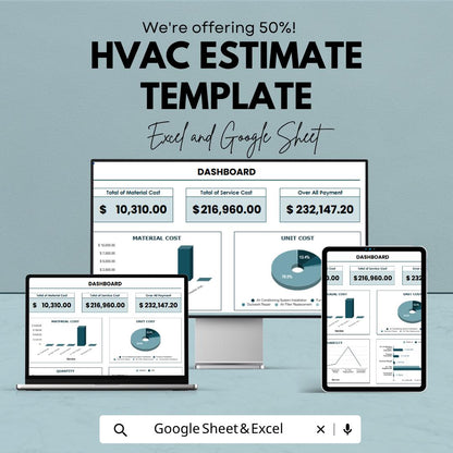 HVAC Estimate Template | HVAC Contractor Estimate Spreadsheet | HVAC Bid Proposal Template | Job Cost Estimate Sheet