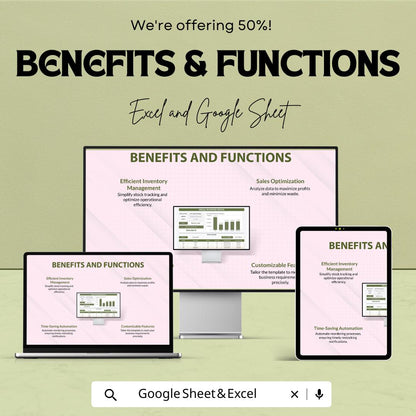 Small Business Stock Template | Inventory Tracker Excel and Google Sheets | Stock Management Spreadsheet | Sales & Inventory Tool