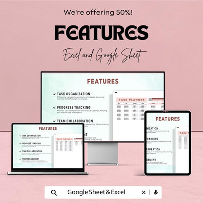 Task Planner Spreadsheet Template | To Do List Spreadsheet | Task Tracker Template | Productivity Planner | Daily Work Planner