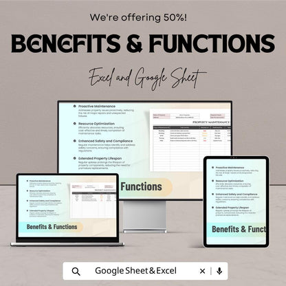 Property Maintenance Schedule Template | Google Sheets Excel Maintenance Tracker | Property Management Planner | Inspection Log