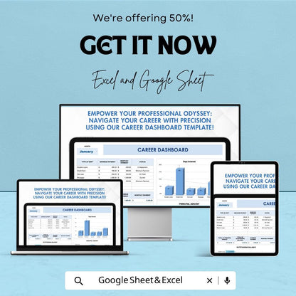 Career Dashboard | Google Sheet | Financial Clarity, Debt Tracker & Career Goal Planner | Customizable Templates for Professional Growth