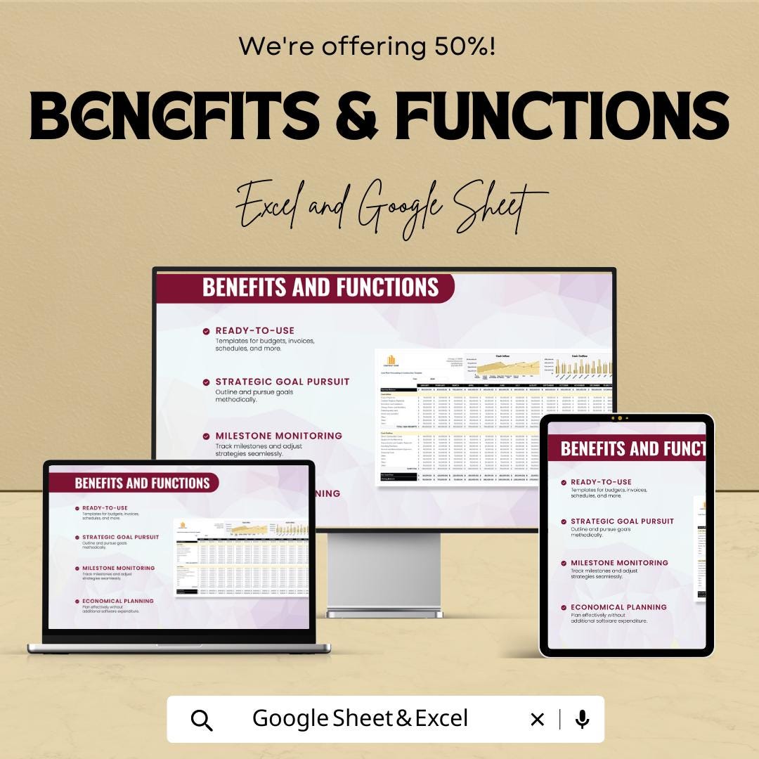 Construction Cash Flow Forecast Template | Project Cash Flow Tracker | Construction Budget Planner |  Financial Forecast