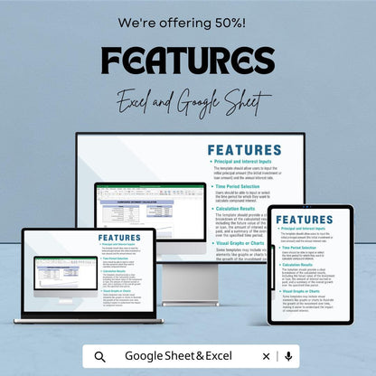 Compound Interest Calculator Template | Investment Calculator | Financial Planning Spreadsheet | Interest Growth Tracker