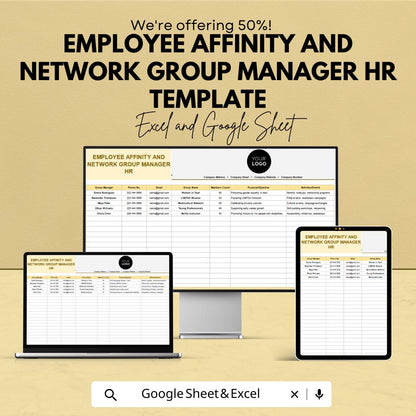 Employee Affinity Group Manager Template | HR Network Group Tracker | DEI HR Spreadsheet | Employee Resource Group Tool