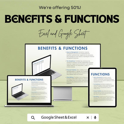 Contractor Expense Template Excel & Google Sheets | Freelance Expense Tracker | Self Employed Budget Spreadsheet | Business Expense Planner