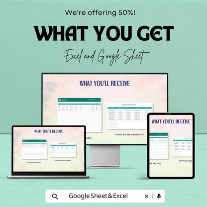 Accounts Payable Template | Excel & Google Sheets | Supplier Management Tracker | Bill Tracking Spreadsheet | Business Finance Organizer