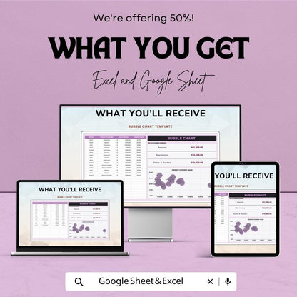 Bubble Chart Template Excel & Google Sheets | Data Visualization Spreadsheet | Market Analysis Dashboard | Business Analytics Chart