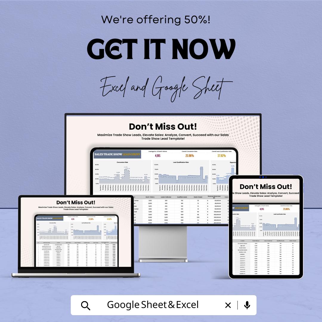 Sales Trade Show Lead Count Template | Trade Show Lead Tracker | Event Lead Management Spreadsheet | Booth Lead Report