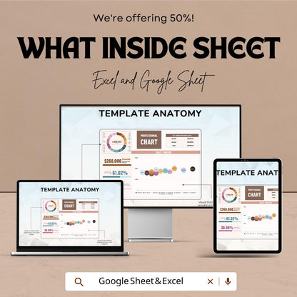 Professional Sales & Performance Chart Sheet | Customizable Pie and Data Visualization Template | Monthly and Yearly Data Tracking