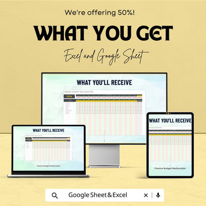 Finance Budget Reallocation Template | Excel & Google Sheets | Budget Adjustment Planner | Financial Reallocation Spreadsheet