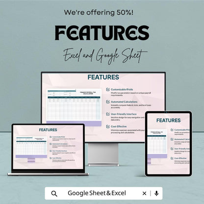 Finance Payroll Tax Template | Payroll Tax Calculator Spreadsheet | Employee Payroll Tracker | Salary Tax Calculation Sheet