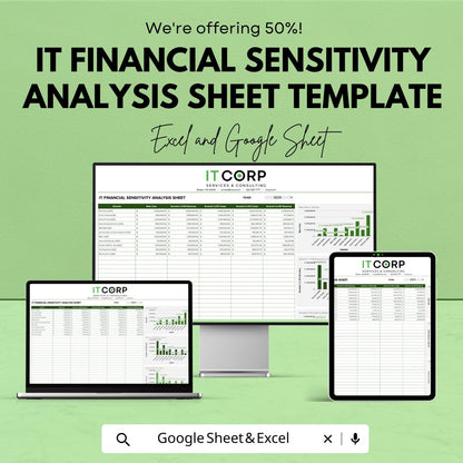 IT Financial Sensitivity Analysis Template,  Scenario Analysis Spreadsheet, Financial Planning Tool, Business Finance Template