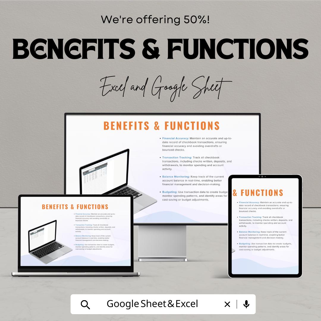 Checkbook Balance Tracker Template | Google Sheets & Excel | Digital Check Register |  Account Balance Tracker | Finance Planner