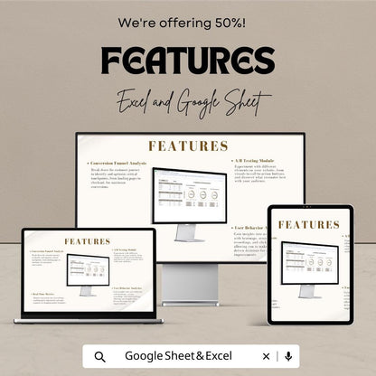 Ecommerce Conversion Rate Template, Google Sheets & Excel, Sales Funnel Tracker, Online Store Analytics, Conversion Dashboard