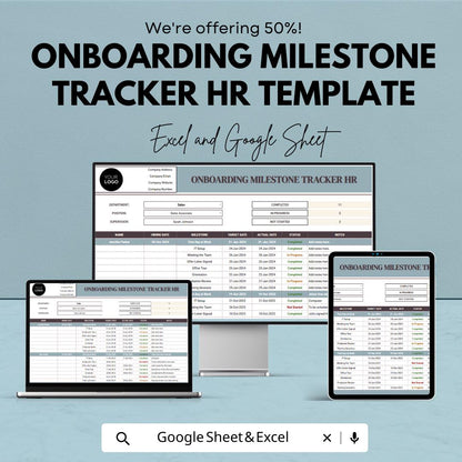 Onboarding Milestone Tracker HR Template | Employee Onboarding Progress Tracker | New Hire Milestone Spreadsheet