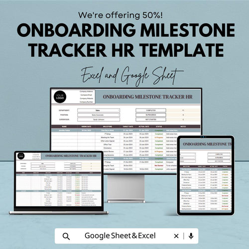 Onboarding Milestone Tracker HR Template | Employee Onboarding Progress Tracker | New Hire Milestone Spreadsheet