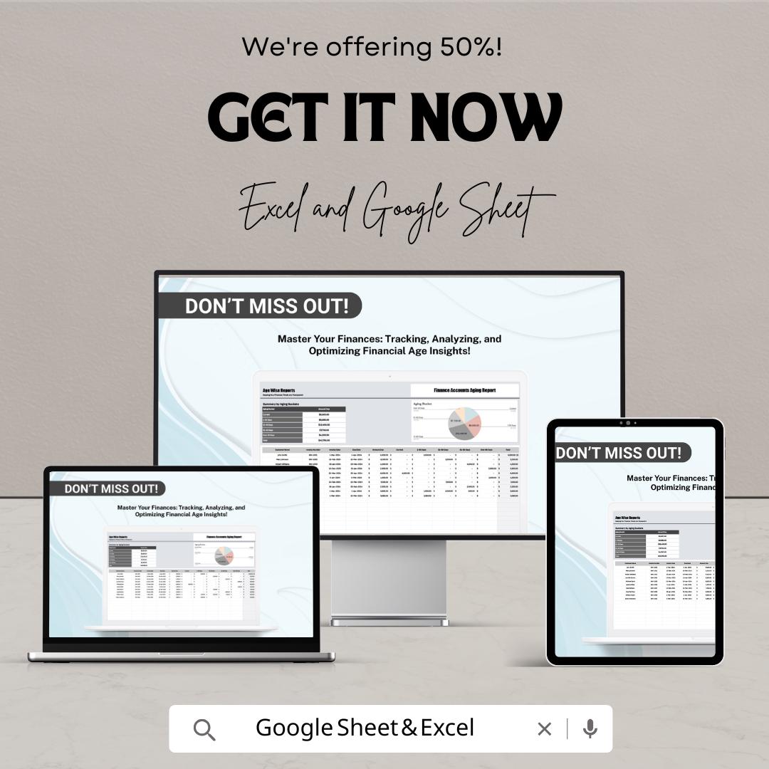 Finance Accounts Aging Report Template, Accounts Receivable Aging, AR Aging Spreadsheet, Invoice Aging Tracker, Finance Report