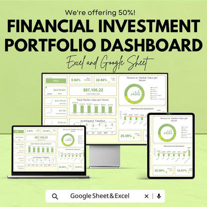 Financial Investment Portfolio Dashboard | Google Sheets Template for Investment Tracking | Portfolio Management & Performance Analysis