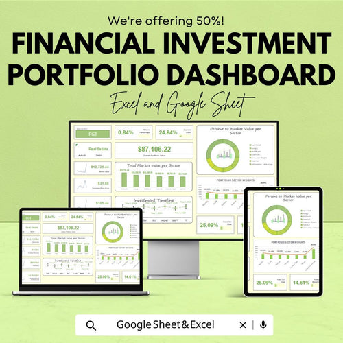 Financial Investment Portfolio Dashboard | Google Sheets Template for Investment Tracking | Portfolio Management & Performance Analysis