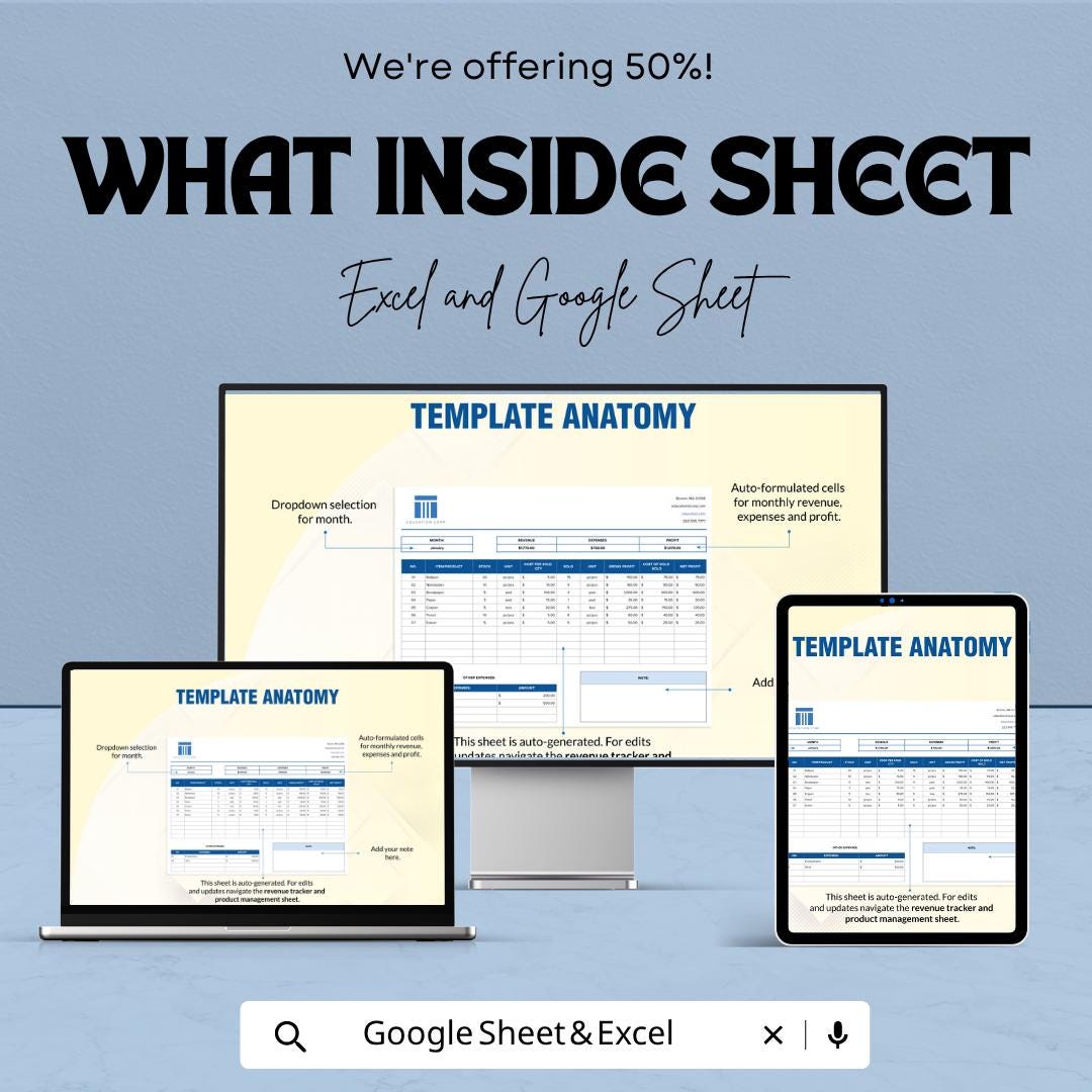 School Shop Revenue Tracker  | Sales and Profit Tracker | Inventory & Expense Tracker | School Store Finance Template