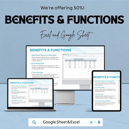 Tools Inventory Sheet | Excel & Google Sheet | Tool Tracking Spreadsheet | Efficient Tools Management Template | Tools Inventory Tracker