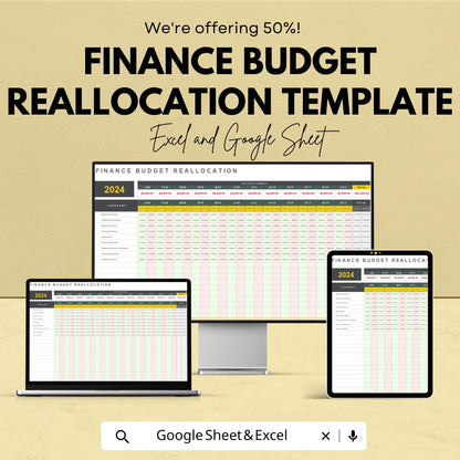 Finance Budget Reallocation Template | Excel & Google Sheets | Budget Adjustment Planner | Financial Reallocation Spreadsheet