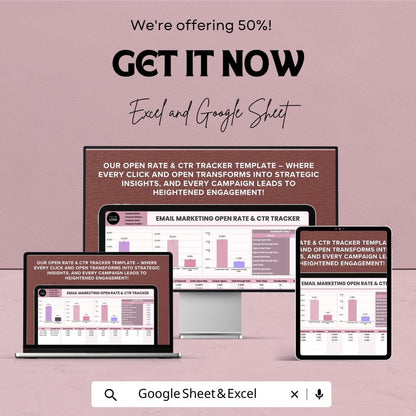 Email Marketing Open Rate and CTR Tracker Template | Email KPIs Dashboard | Click Through Rate Tracking Sheet