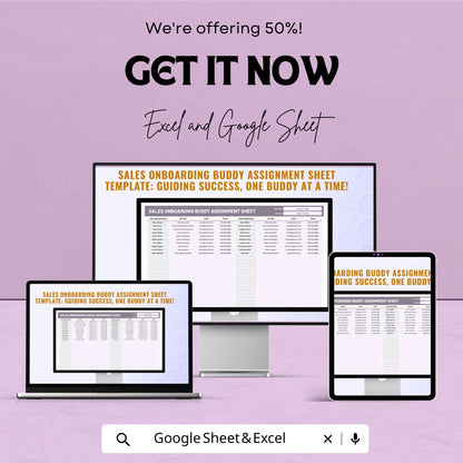 Sales Onboarding Buddy Assignment Sheet Template | New Hire Mentor Tracker | Excel & Google Sheets HR Tool