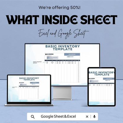 Basic Inventory Sheet Template | Excel & Google Sheets | Inventory Management Tool