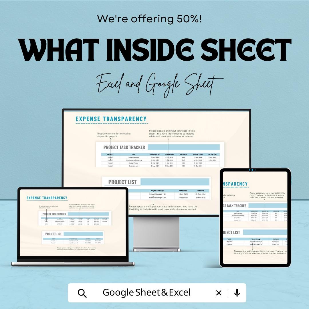 Project Tracking Template | Project Management Spreadsheet | Task Tracker and Project List | Excel & Google Sheets Planner